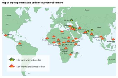 Map of ongoing conflicts in the world