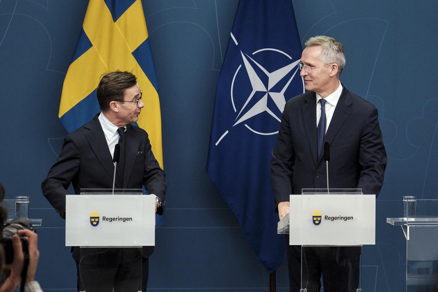 NATOS's generalsekretær Jens Stoltenberg og Sveriges statsminister Ulf Kristersson
