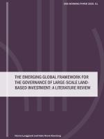 Cover DIIS WP 2020 01: The emerging global framework for the governance of large-scale land-based investments - a literature review