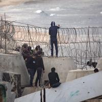 Gaza Palestinians near the border separating the Gaza Strip and Egypt in Rafah