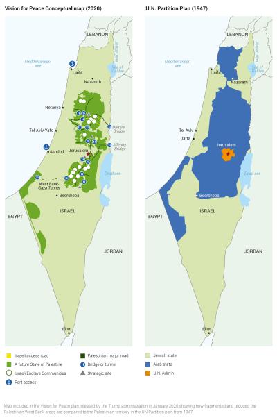 Map over palestine vision for peace conceptual map