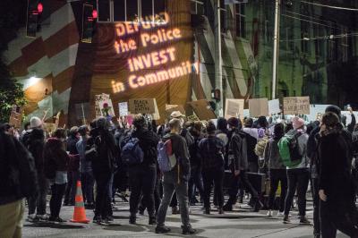 Defund the Police projections in Seattle. Photo: Flickr