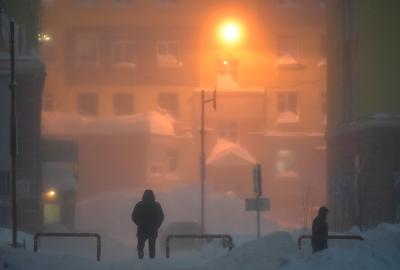 Heavy snowfall in Norilsk. Photo: Denis Kozhevnikov/TASS/Ritzau Scanpix