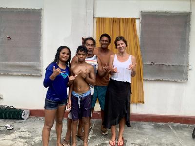 Lis visits a family on Hao, French Polynesia