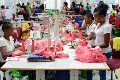 Workers at a garment factory in Ethiopia