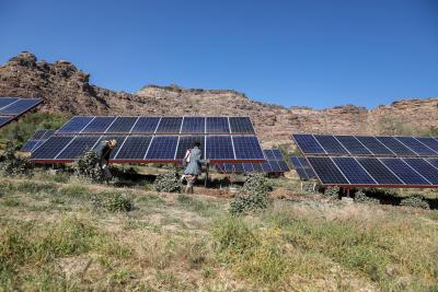 Solar panels outside Sanaa Yemen