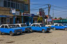 Blue taxis en Addis Ababa