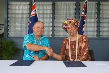Prime Minister from Cook Islands Mark Brown and Foreign Minister in New Zealand Nanaia Mahuta. Photo: Office of the PM, Cook Islands