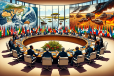 European and African leaders discussing climate change problems - AI generated