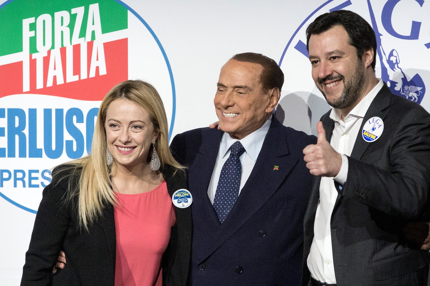 Meloni Salvini og Berlusconi