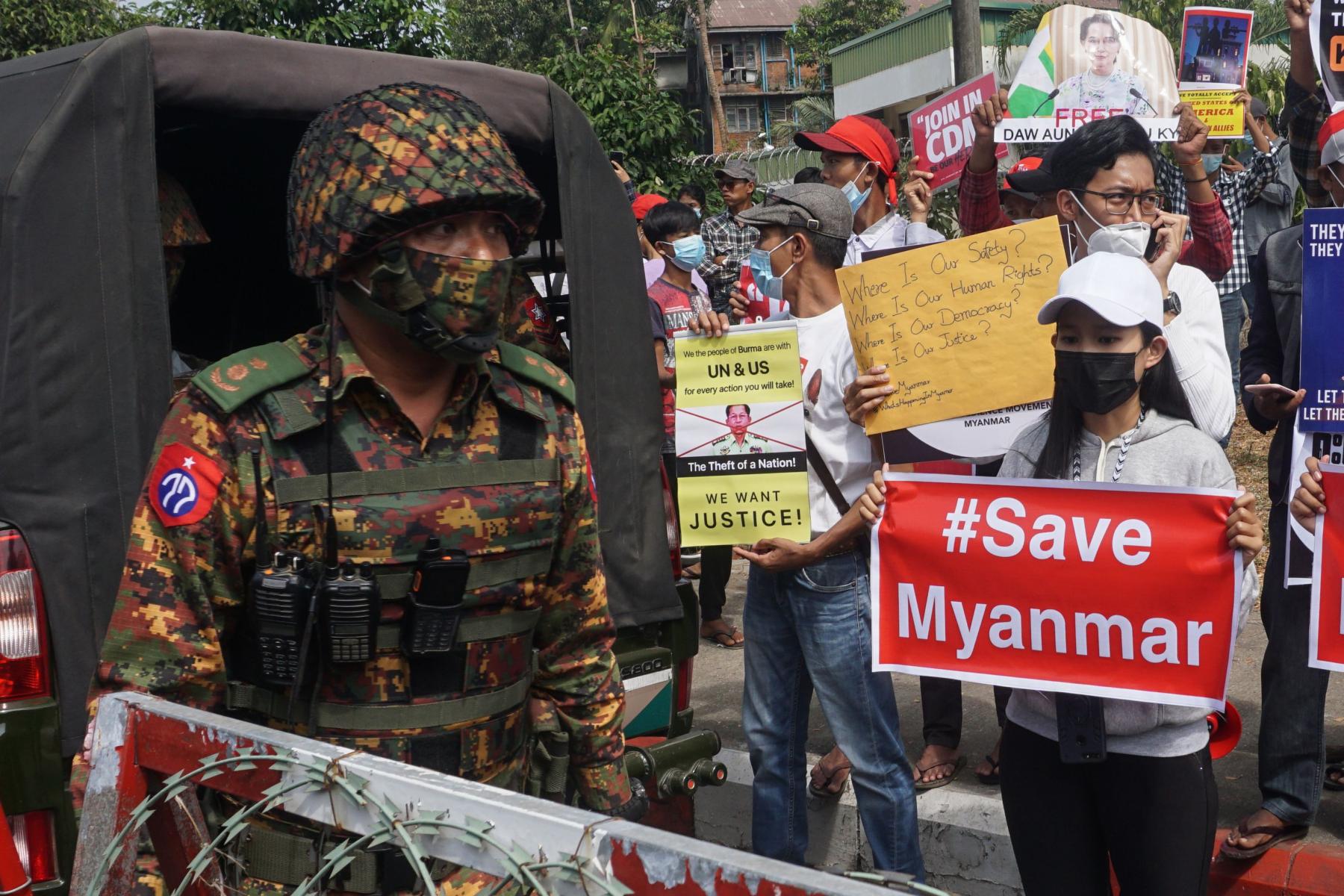Myanmar soldier among protesters
