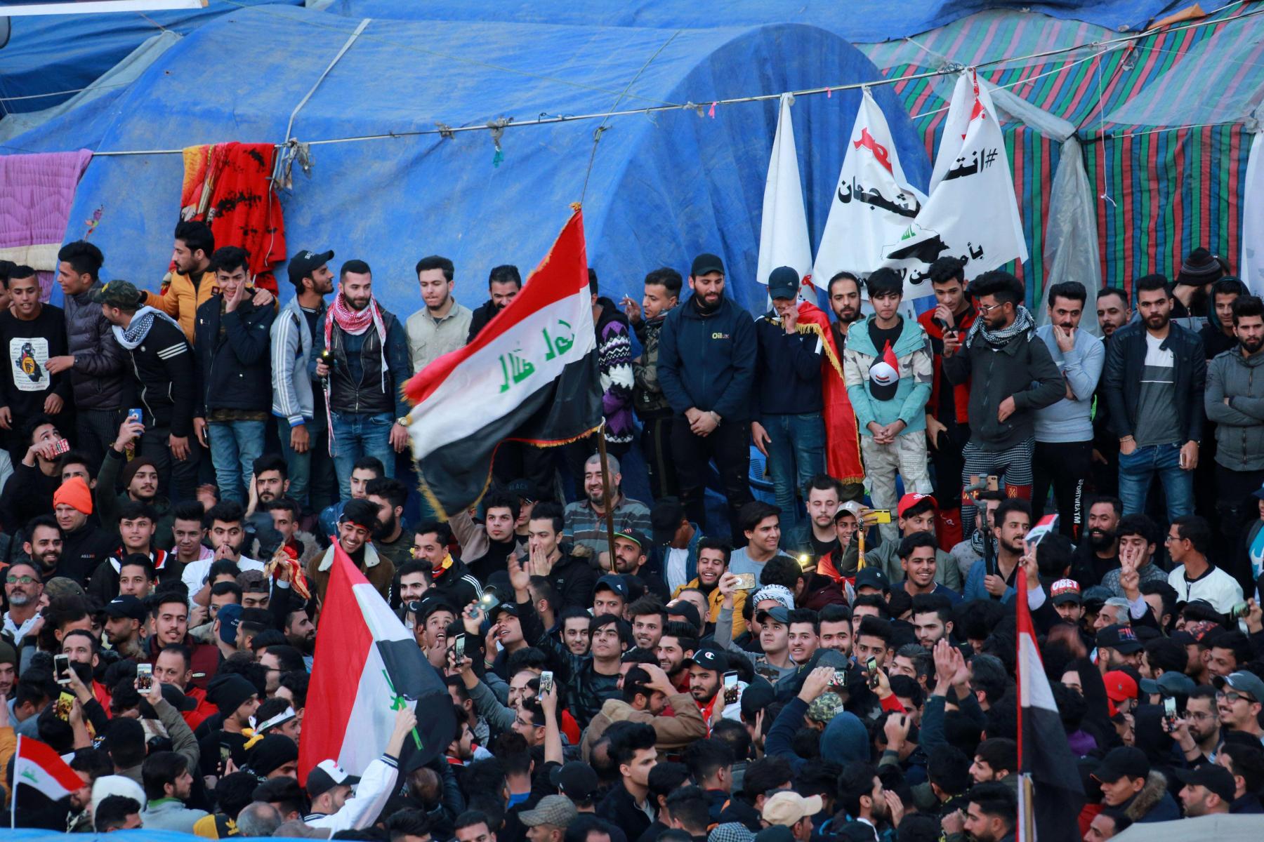 Demonstranter i Bagdad 2020