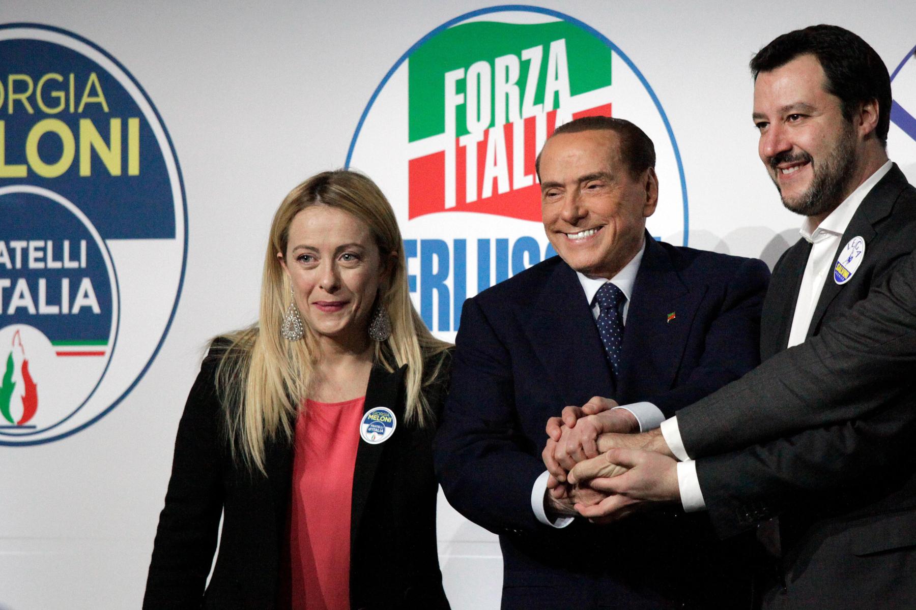 Meloni, Berlusconi og Salvini