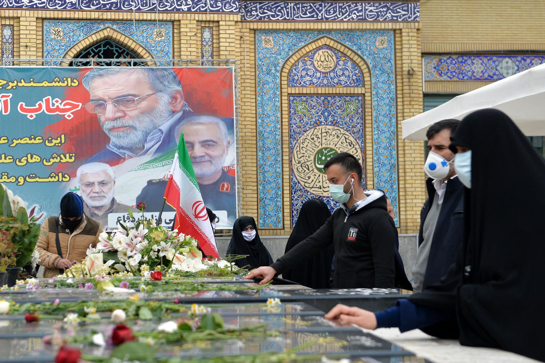 Iranian Nuclear Scientist Mohsen Fakhrizadeh Mahabadis grave in Tehran 