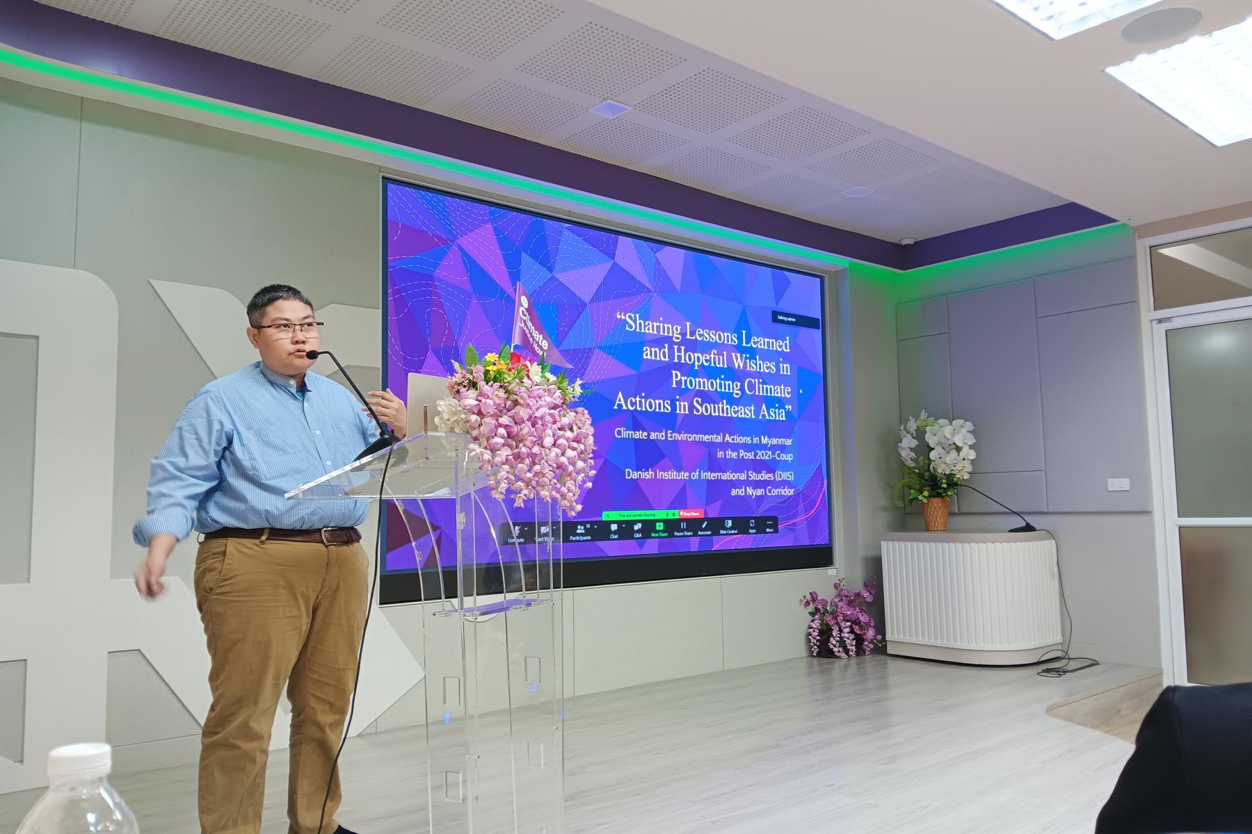 MyClimate Senior Researcher Myat Thet Thitsar (DIIS) presented research findings on Myanmar 
