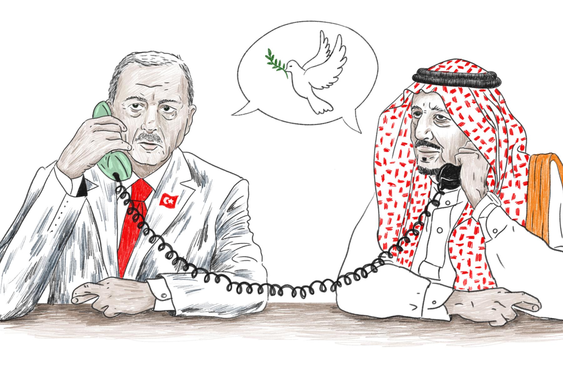 Tyrkiets præsident Erdogan og Saudi Arabiens Kong Salman_illustration_Cecilie Castor