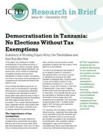 Democratisation in Tanzania: No Elections Without Exemptions 