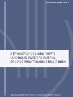 A typology of domestic private land-based investors in Africa. Evidence from Tanzania's Timber Rush